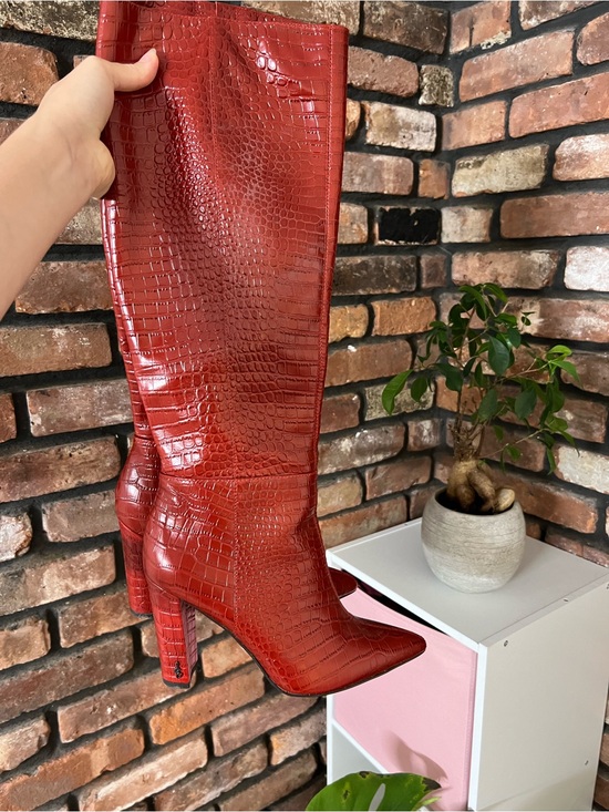 Sam Edelman Shoes - Red Sam Edelman LEATHER Snakeskin Knee-High Block Heel Boots